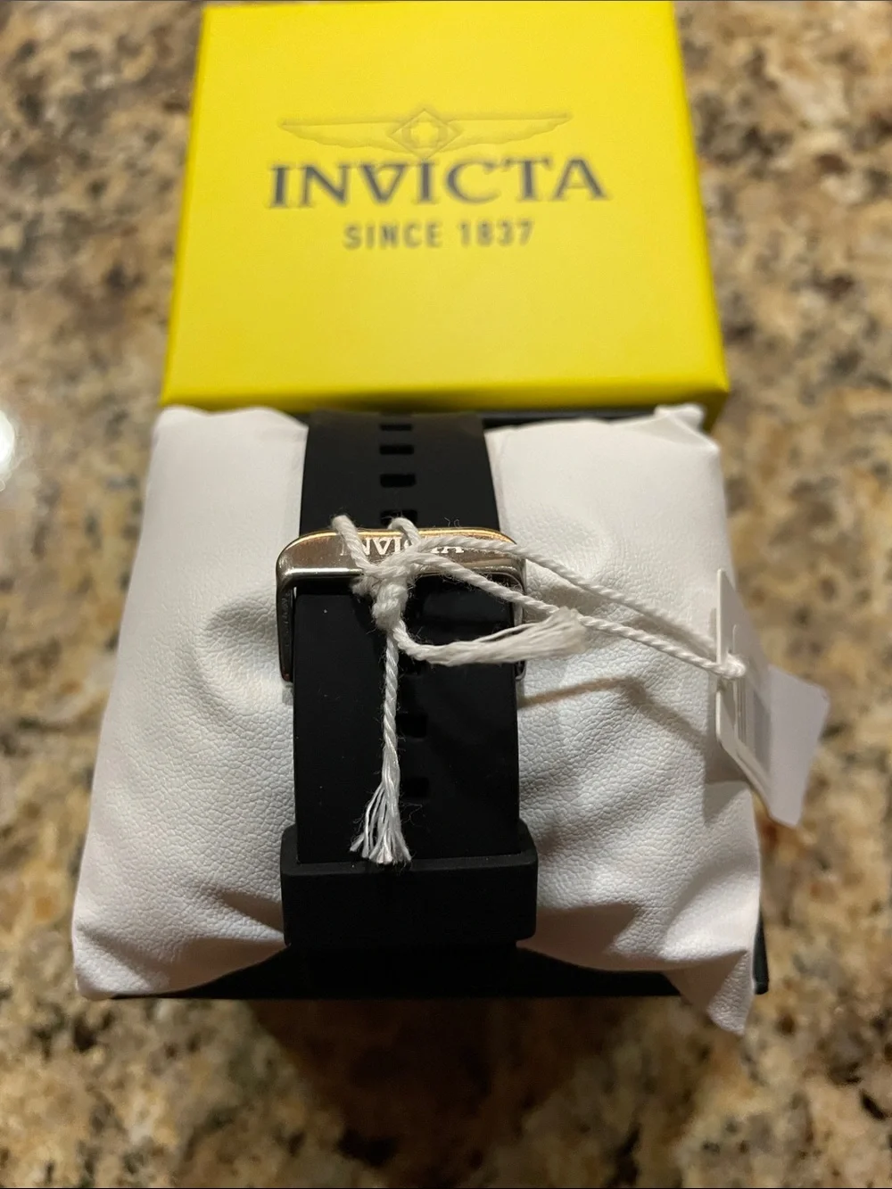 Invicta Black Silicone Strap Watch with White Dial
